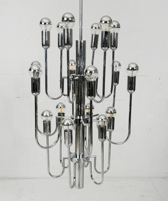 Image 1 of Mid-century chrome Sputnik chandelier by Gaetano Sciolari, Italy, 1970s