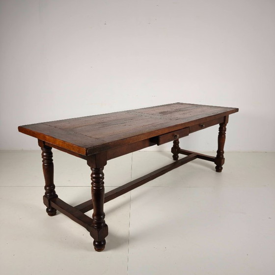 Image 1 of Large French oak monastery table 320/220 cm, early 20th century