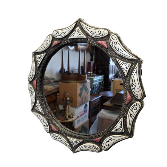 Vintage Moroccan Mirror Brass Bone (photo 2 of 5)