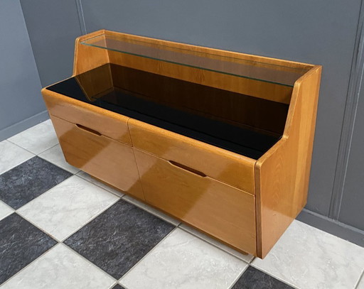 lowboard  with black glass top 1960s