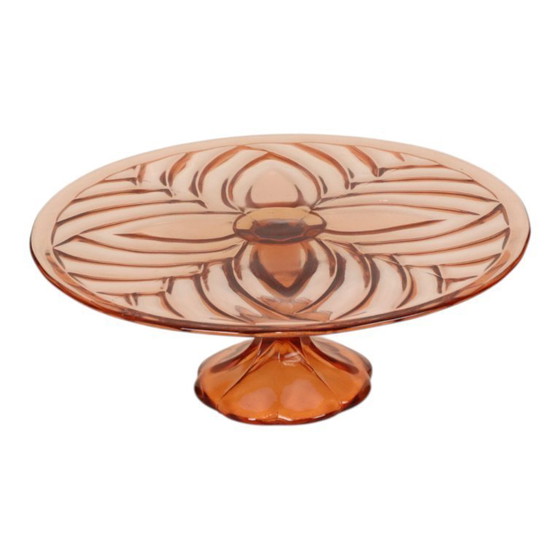 Image 1 of Piatto da torta Art Déco rosa e arancione