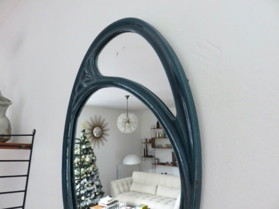 Image 1 of Art Nouveau mirror in enameled cast iron in the style of Hector Guimard