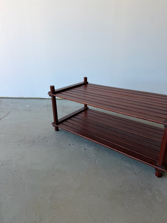 Slatted pine coffee table Scandinavian design vintage 70s, Wood, Brown (photo 2 of 12)