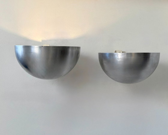 Image 1 of Paire d'appliques XL vintage, métal brossé, Italie, 1970