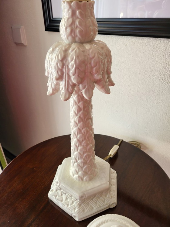 Image 1 of Vintage palm tree lamp white ceramic