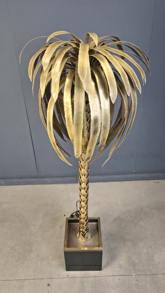 Image 1 of Messing vloerlamp in de vorm van een palmboom van Maison Jansen, jaren 70.