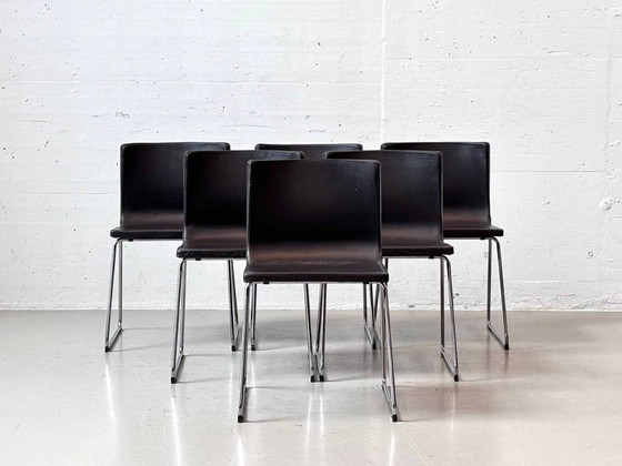 4 Sedie in Pelle IKEA Bernhard di Ola Wihlborg, Nero / Cromo – Sedie da camera, Leather (photo 11 of 15)