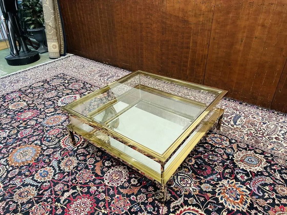 Hollywood Regency Eichholtz Harvey Salontafel, Glas, Messing (foto 5 van 14)
