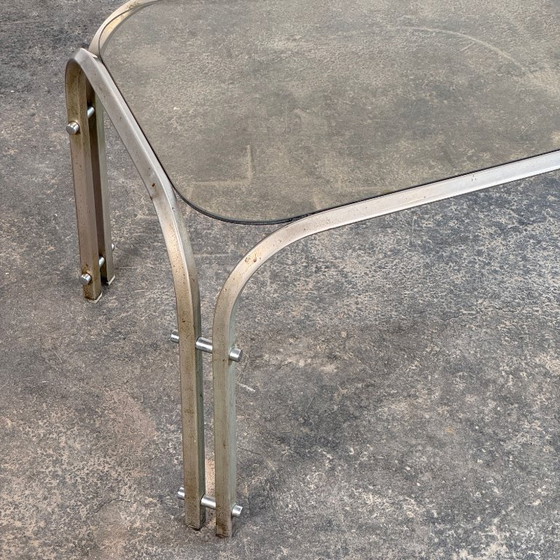 Image 1 of Steel and Glass Mid-Century Coffee Table, 1970