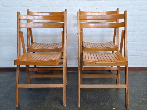 4 sedie pieghevoli vintage – klapstoelen, Wood