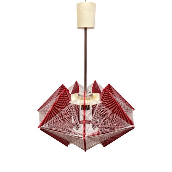 Image 1 of "Rozwój" Kłobuck, lampe suspendue à fil, design polonais de la période PRL, ère spatiale, années 1970.
