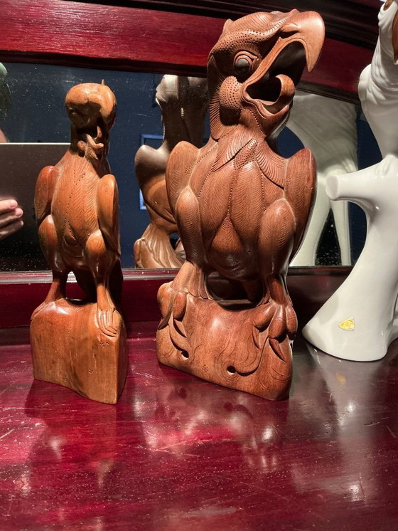 Image 1 of 2 Papageien, indonesische Holzschnitzerei, 1930