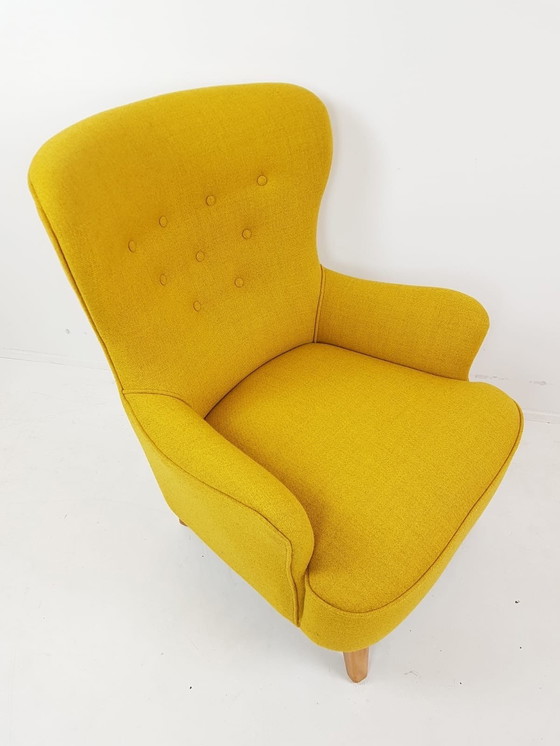 Image 1 of Vintage Artifort Theo Ruth Geel Heren Model | Nieuw Gestoffeerd Wol De Ploeg