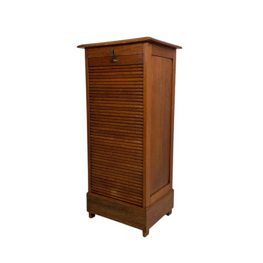 Oak tambour cabinet with 1 door, 113 cm high, 1930s