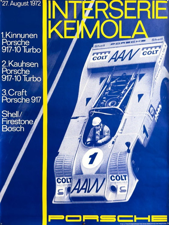 Image 1 of Interserie Keimola Porsche 1972 Póster Original | Plakat | Gran Premio de Finlandia Triumph | Motorsport Modernism | 76 × 102 cm