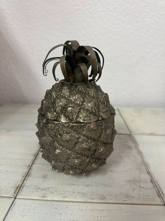 Image 1 of Secchiello per il ghiaccio vintage a forma di ananas — argento ossidato | anni '60-'70