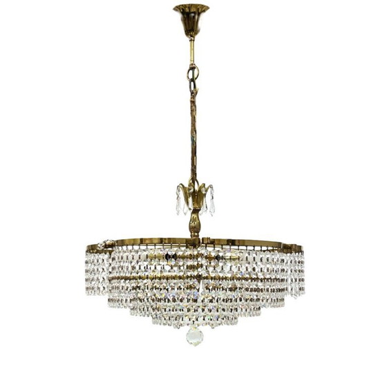Image 1 of Vintage basket crystal chandelier Bakalowits & Söhne brass, Austria 1970s