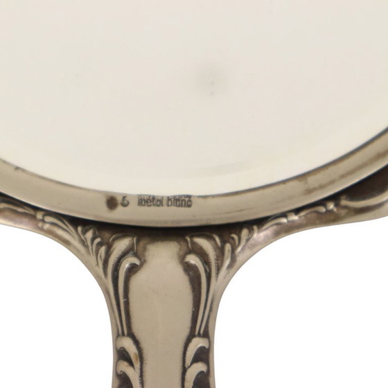 Specchio a mano in stile Art Nouveau, in metallo bianco, Francia (photo 5 of 12)