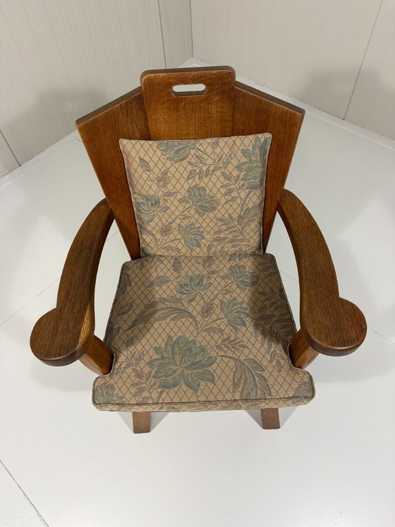 Rustic brutalist armchair in solid oak from the 1960s, Wood, Brown (photo 19 of 19)