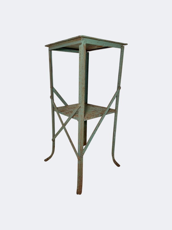 Image 1 of Tavolino pieghevole H. Dutar Paris - Supporto per piante in metallo stile Art Déco francese