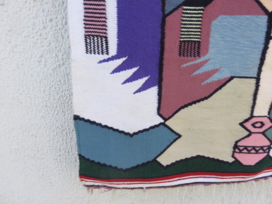 Large wool tapestry, Colombia, hand-woven, folk art, South America, 1970 – Wall decoration (photo 11 of 14)