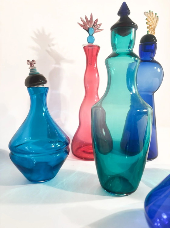 Blue Murano Glass Bottle De Majo by Yoichi Ohira, 1992 – Decorative Objects (photo 12 of 12)