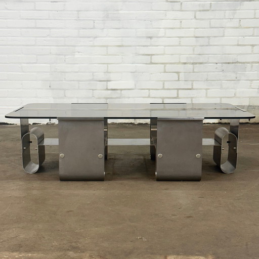 French Steel Vintage Coffee Table For Kappa By Francois Monnet