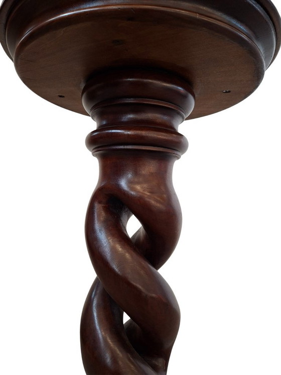 Image 1 of Elegante mahoniehouten planten-/bustestandaard/zuil – Vintage jaren 60