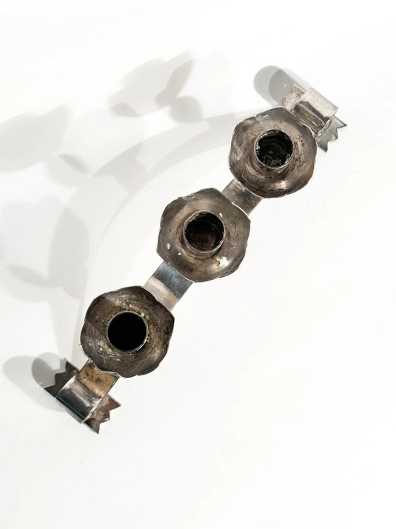Dreifach versilberter Metallkandelaber, italienische Fertigung, 1950er Jahre – Dekorative Objekte (photo 7 of 14)