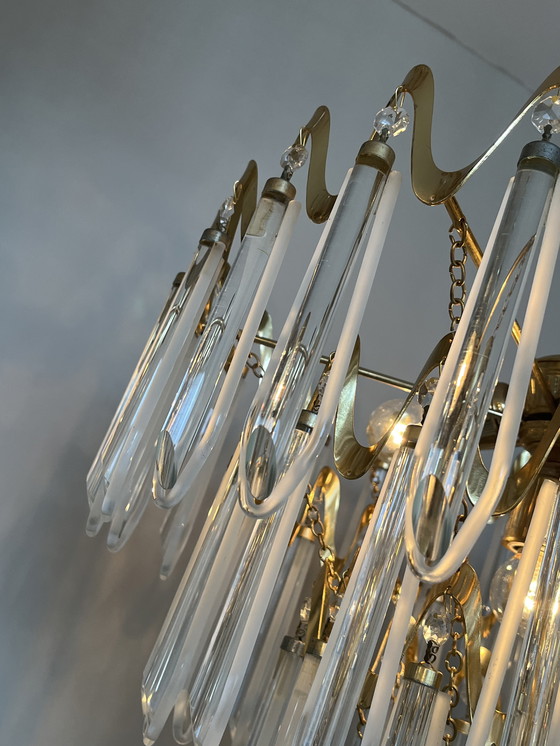 Image 1 of Lampadario di cristallo vintage di lusso in stile Art Déco anni '80