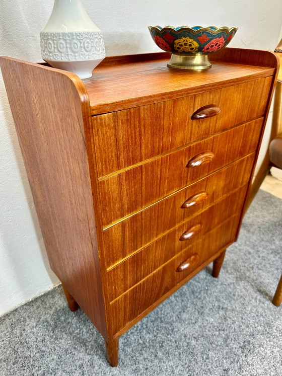 Cassettiera in teak Mid Century anni '50 '60 Design danese, Cassettiere, Legno, Marrone (foto 5 di 11)