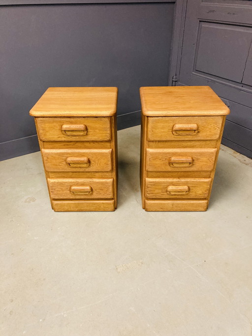 Set van 2 ladekastjes, massief eiken, jaren ‘80