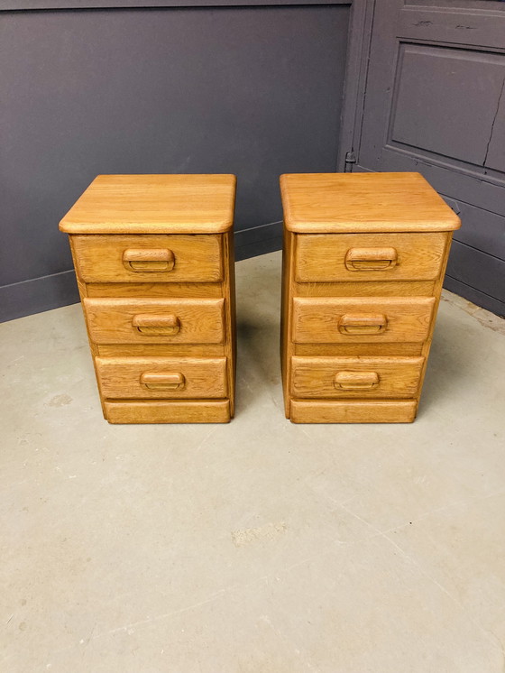 Image 1 of Set of 2 dressers, solid oak, 1980s