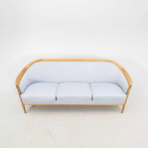 Divano vintage scandinavo a 3 posti in noce, Bertil Fridhagen, stampato Bröderna Anderssons