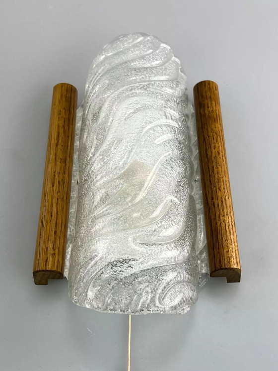 Image 1 of Lampada da parete anni '60 e '70 Fischer Leuchten Germany Applique da parete Design in vetro ghiacciato