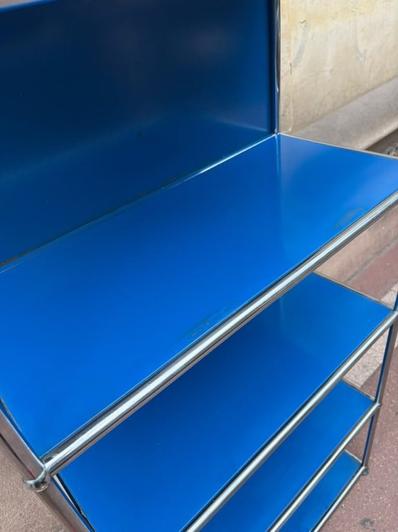USM Haller Gentiaanblauw 1e Generatie Boekenkast, Boekenkasten, Metaal, Modern (foto 7 van 13)