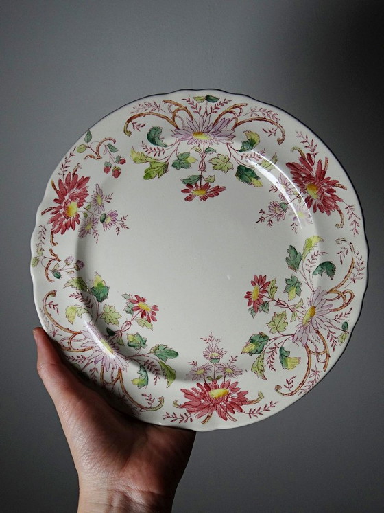 Image 1 of 4 antike Longchamp Daisy Dessertteller aus polychromem Steingut