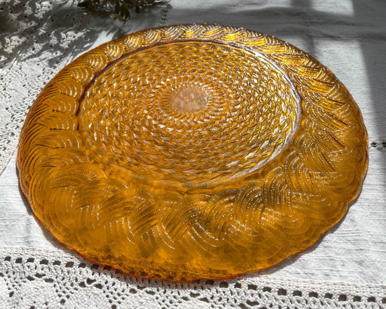 Plat rond en verre ambré ATLANTIC Arcoroc France 1950 – Vaisselle, Glass (photo 9 of 10)
