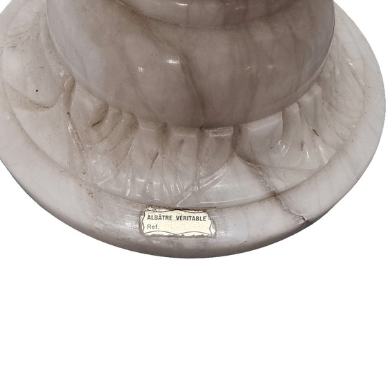 Image 1 of Pilier vintage en albâtre avec lampe