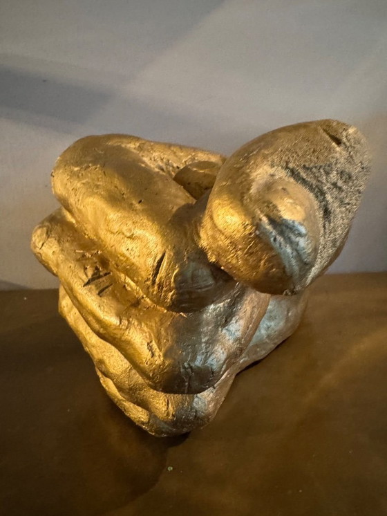 Image 1 of VINTAGE GRÓTE HANDGEMAAKTE HAND GOUD KUNSTACADEMIE 