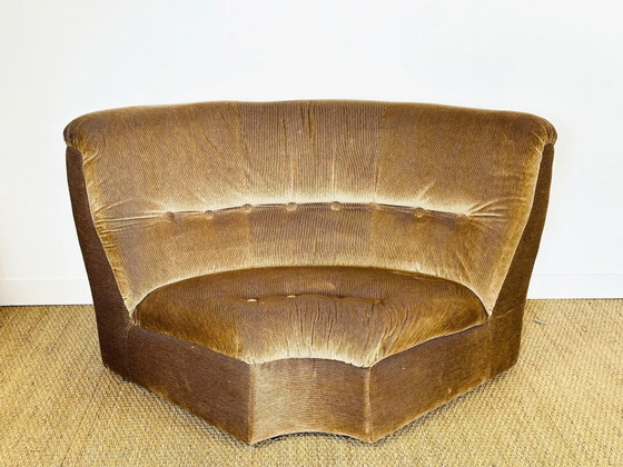 Image 1 of Modular Sofas and Vintage Velvet Armchair, 1960s, Set of 6