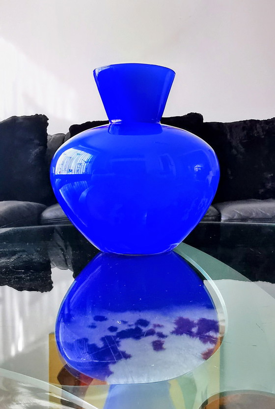 Image 1 of Mid Century Italian Cobalt Gradient Vase