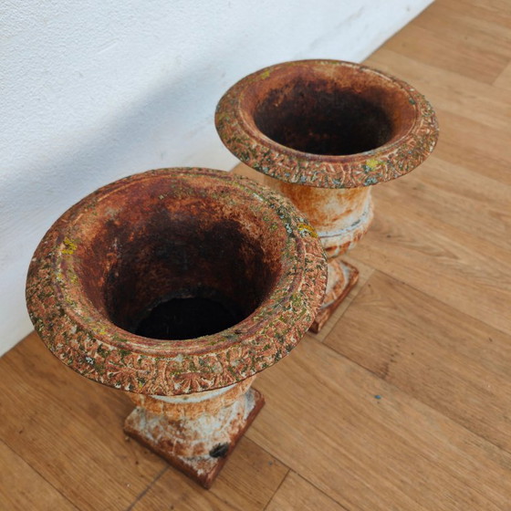 Image 1 of Gietijzeren tuinvazen, plantenbakken bloembakken. Set prijs  