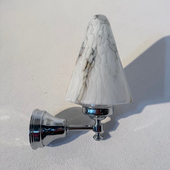 Image 1 of Wall lamp with pointed glass marbled shade