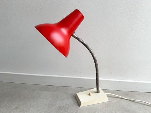 1x Lampada da scrivania grande in stile Mid-Century, rossa. – bureaulampen, Metal