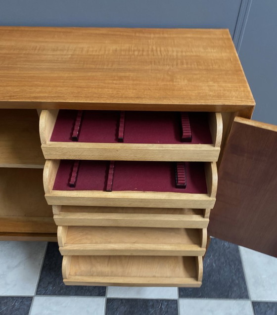 Image 1 of wood sideboard 2doors and drawers inside 1970s
