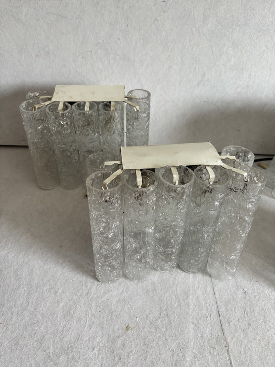 Image 1 of Ensemble d'appliques vintage Doria Leuchten, tubes en verre glacé, 1960