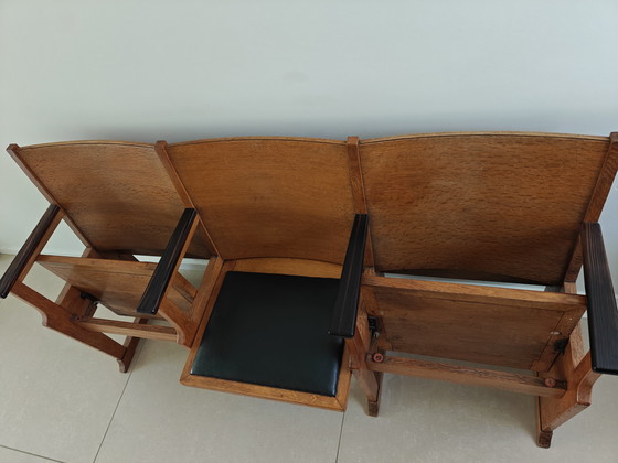 Image 1 of Vintage theaterbankje 'Amsterdamse school' 