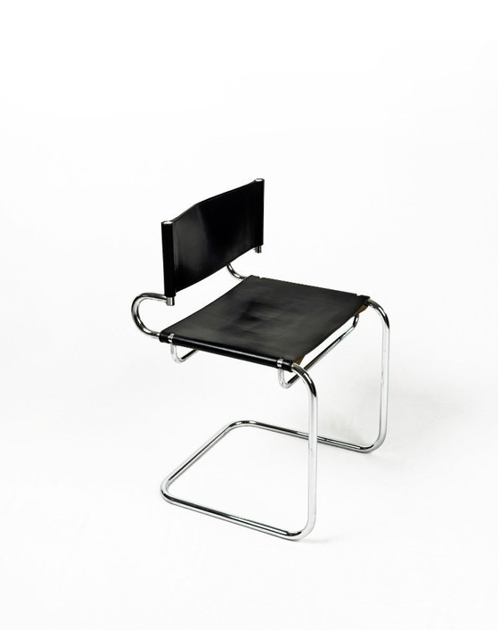 Image 1 of vintage “Terrj” stoel van chroom en leer van Luigi Saccardo voor Arrmet – Italië, jaren 70