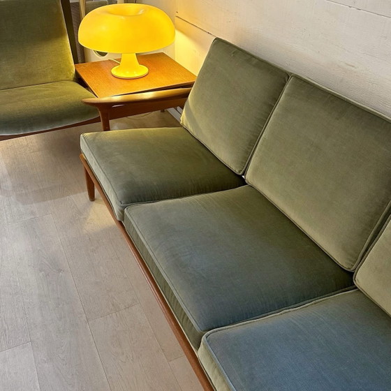 Ensemble canapés scandinaves, 1960, Edvard Valentinsen, Coins salon, Velours, Vert (photo 14 sur 15)